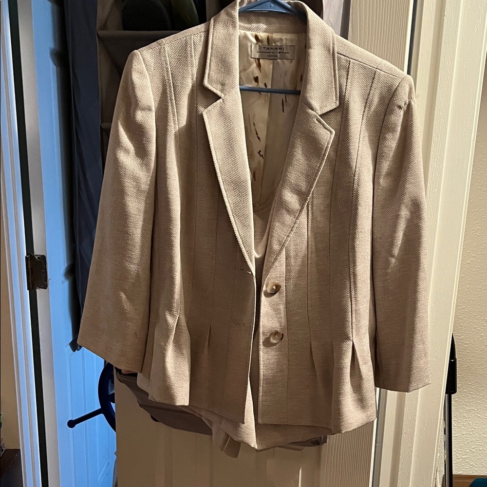 Tahari Light Tan Blazer and matching skirt